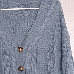 Cozy Blue Cable Knit Sweater